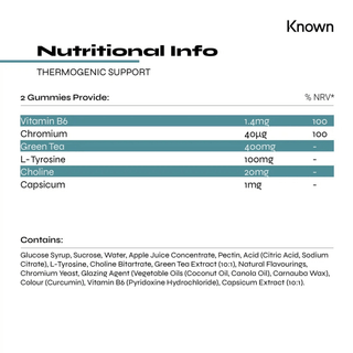 Known Nutrition Thermogenic Support Supplement Gummies