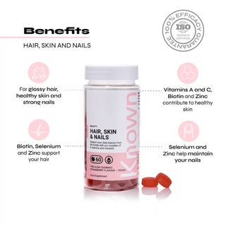 Biotin Hair, Skin & Nails Gummies - Vegan Beauty Supplement - Strawberry Flavour